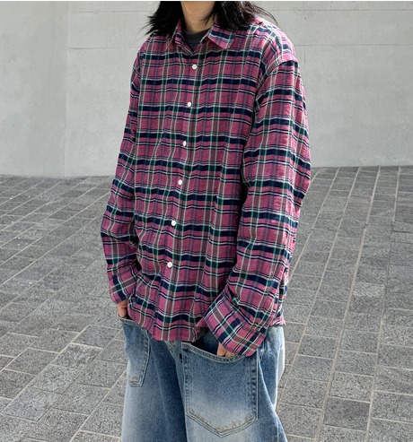 Candy Linen Check Over shirts